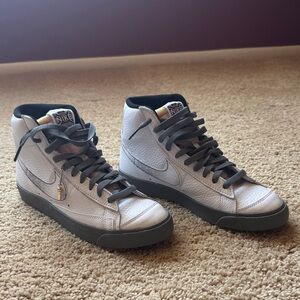 Brand New Nike Men’s High-Top Sneakers — White and Gray